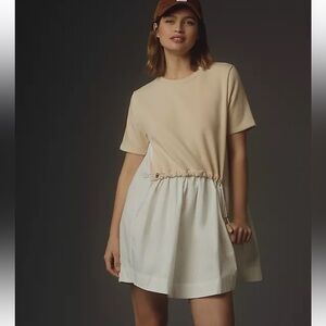 Anthropologie Pilcro Short-Sleeve Sweatshirt Twofer Mini Dress, very unique